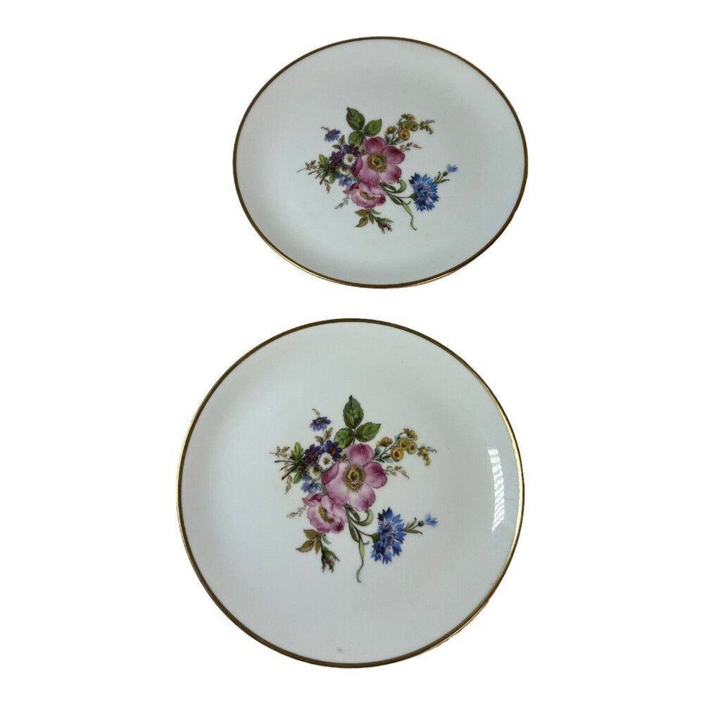 Vintage Salad Plates Lot Gloria Fine Porcelain Spray of Flowers Pattern Set of 2